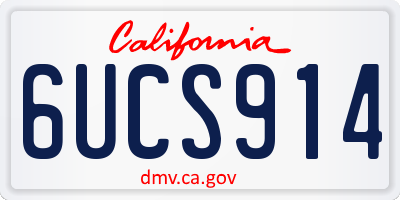 CA license plate 6UCS914