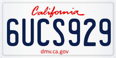 CA license plate 6UCS929