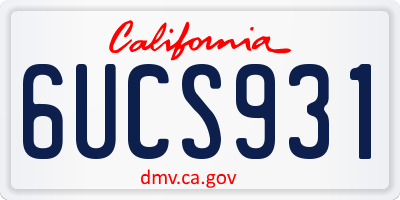 CA license plate 6UCS931