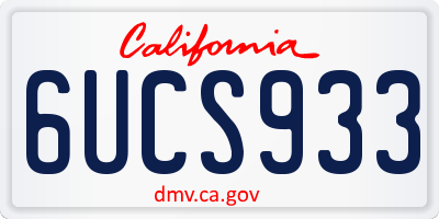 CA license plate 6UCS933