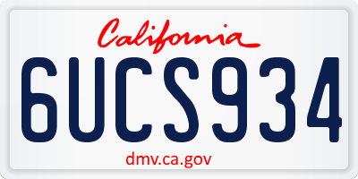 CA license plate 6UCS934