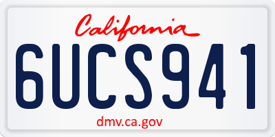 CA license plate 6UCS941