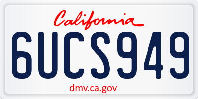 CA license plate 6UCS949