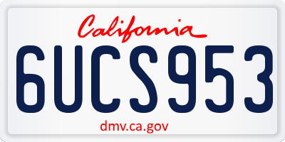 CA license plate 6UCS953