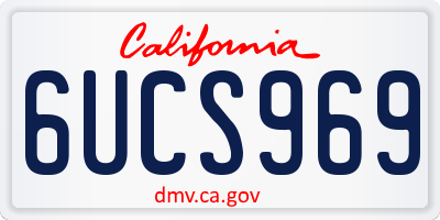 CA license plate 6UCS969