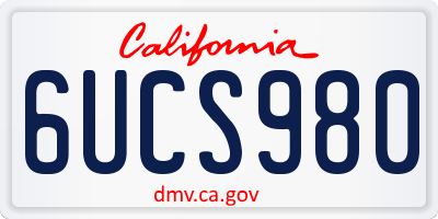 CA license plate 6UCS980