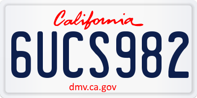 CA license plate 6UCS982