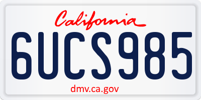 CA license plate 6UCS985