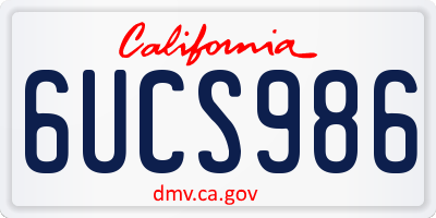 CA license plate 6UCS986