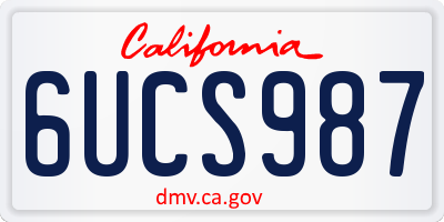 CA license plate 6UCS987