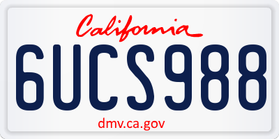 CA license plate 6UCS988