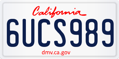 CA license plate 6UCS989