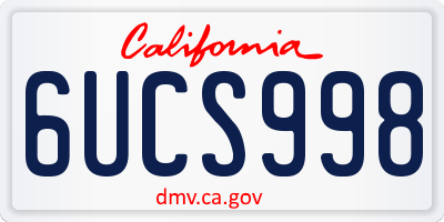 CA license plate 6UCS998