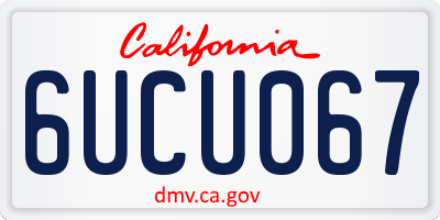 CA license plate 6UCU067