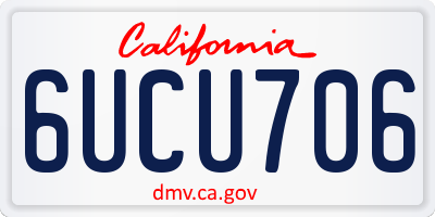 CA license plate 6UCU706