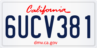 CA license plate 6UCV381