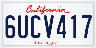 CA license plate 6UCV417