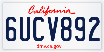 CA license plate 6UCV892