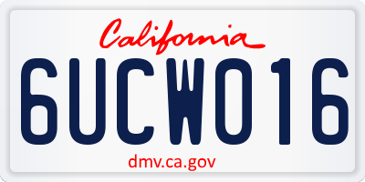 CA license plate 6UCW016