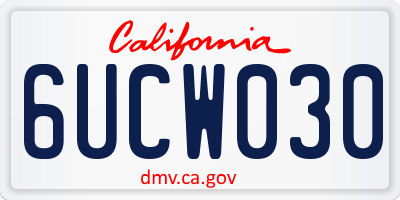 CA license plate 6UCW030