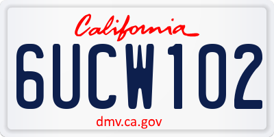 CA license plate 6UCW102