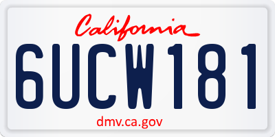 CA license plate 6UCW181