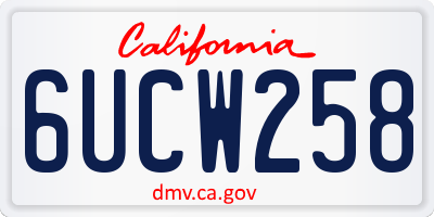 CA license plate 6UCW258