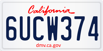 CA license plate 6UCW374