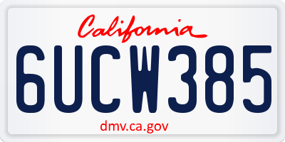 CA license plate 6UCW385