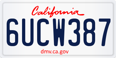 CA license plate 6UCW387
