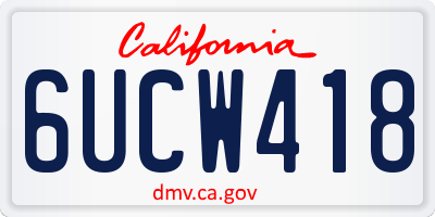 CA license plate 6UCW418