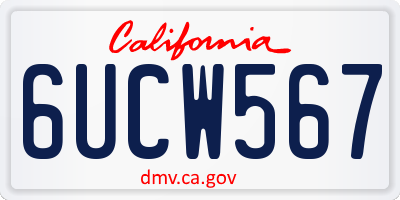 CA license plate 6UCW567