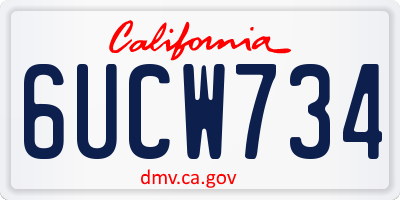 CA license plate 6UCW734