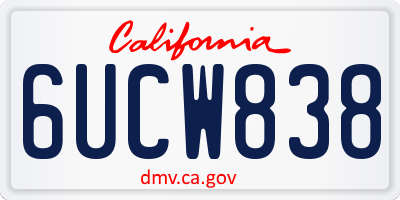 CA license plate 6UCW838