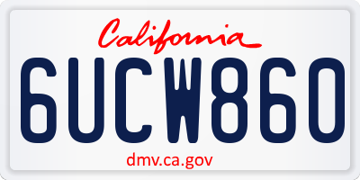 CA license plate 6UCW860