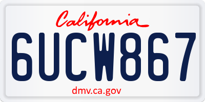 CA license plate 6UCW867