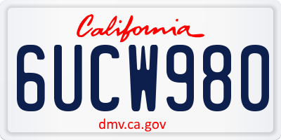 CA license plate 6UCW980