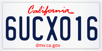 CA license plate 6UCX016