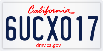CA license plate 6UCX017