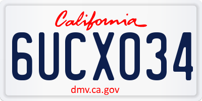 CA license plate 6UCX034