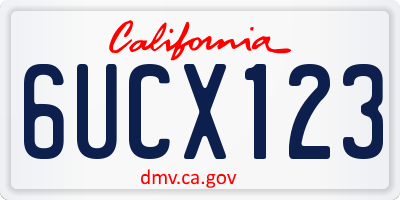 CA license plate 6UCX123