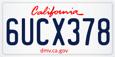 CA license plate 6UCX378