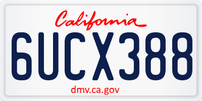 CA license plate 6UCX388