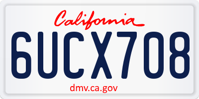 CA license plate 6UCX708
