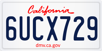 CA license plate 6UCX729
