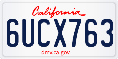 CA license plate 6UCX763