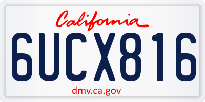 CA license plate 6UCX816