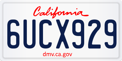 CA license plate 6UCX929
