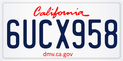 CA license plate 6UCX958