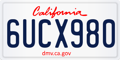 CA license plate 6UCX980